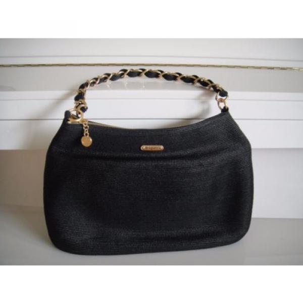 Eric Javits black /gold squishee straw shoulder bag #1 image