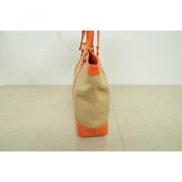 Tory Burch Tote Ella Orange Patent Leather Woven Straw Bag purse shopper #4 image