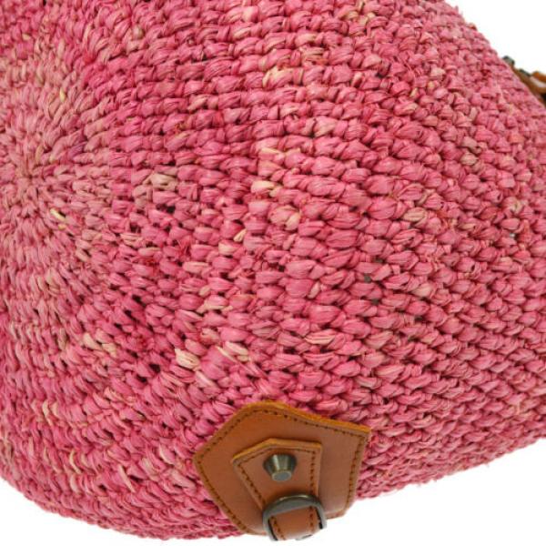 Authentic BALENCIAGA Raffia Basket Hand Bag Pink Straw Leather Vintage G02639 #4 image