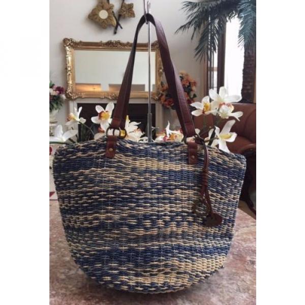 New Lucky Brand KENYA Natural Multi Straw Leather Large Hippie Boho Bag $98 #1 image