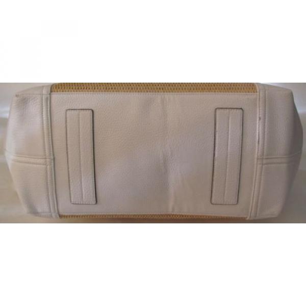 Ralph Ralph Lauren Percy White Leather Straw Tote Shoulder Bag #5 image