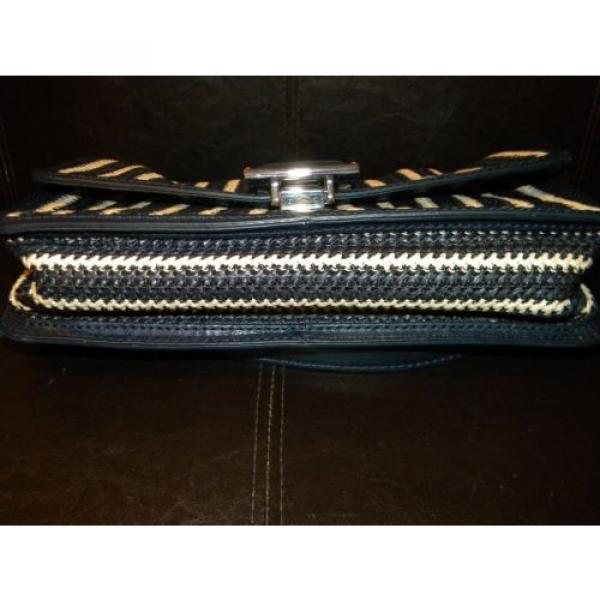 NWT MARC BY MARC JACOBS STRIPEY CONVERTIBLE CLUTCH NAVY BLUE STRAW BAG #3 image