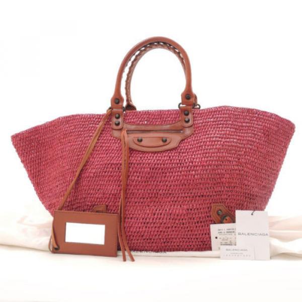 Authentic BALENCIAGA Pink Straw basket bag Tote Bag Handbag 236743 5660 #1 image