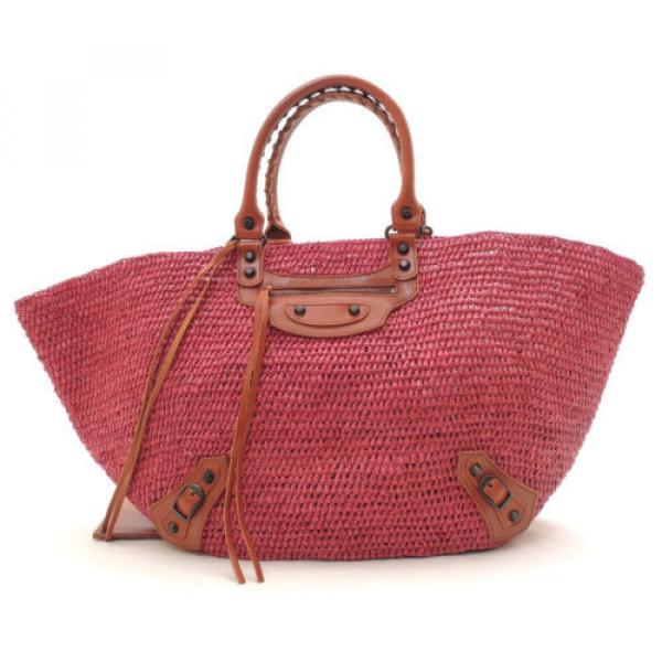 Authentic BALENCIAGA Pink Straw basket bag Tote Bag Handbag 236743 5660 #2 image