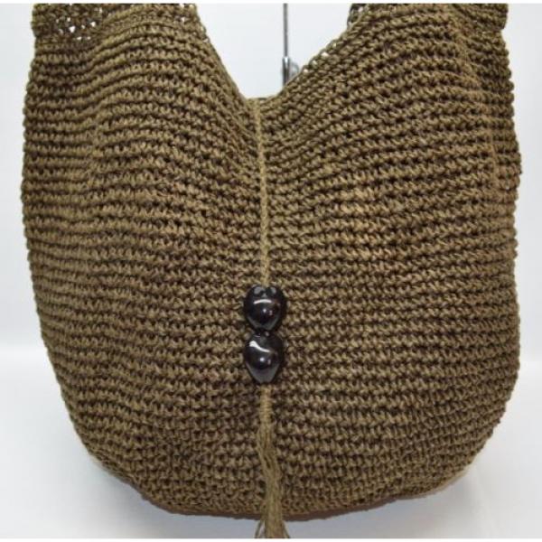 Gap Olive Green Straw Medium Bucket Slouchy Hobo Tote Bag #2 image