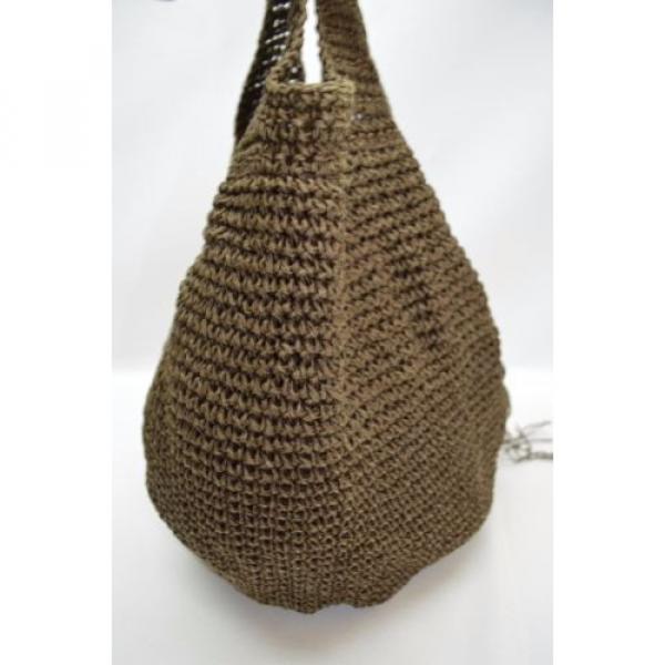 Gap Olive Green Straw Medium Bucket Slouchy Hobo Tote Bag #5 image