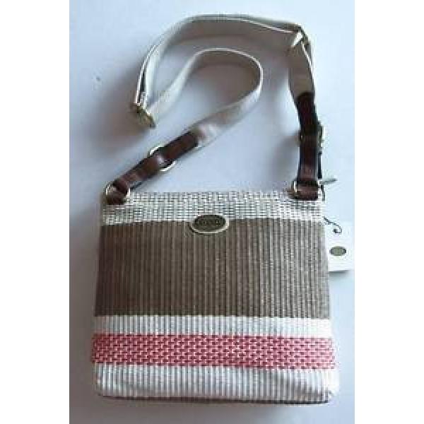 Fossil Explorer Straw Crossbody Taupe/Beige/Pink Stripe Bag #ZB6562993 NWT #1 image