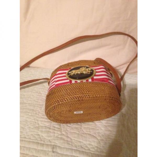 Nwt New Bosom Buddy Bags Straw Horse Jockey Red White Purse Long Kentucky Derby #4 image