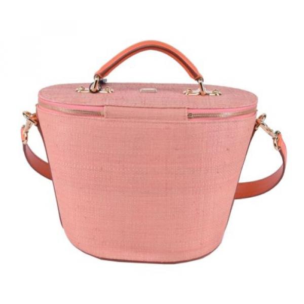 DOLCE &amp; GABBANA RUNWAY Raffia Handbag Bag Pink Orange 03569 #3 image