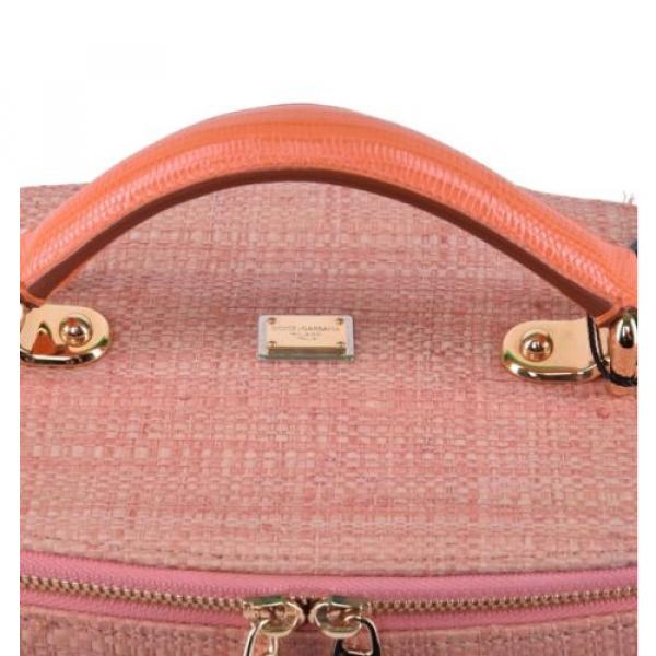 DOLCE &amp; GABBANA RUNWAY Raffia Handbag Bag Pink Orange 03569 #4 image