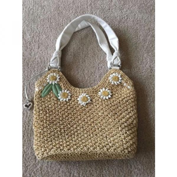 Brighton Shasta Women&#039;s Straw Shoulder Bag/Purse, White Leather Daisies #1 image