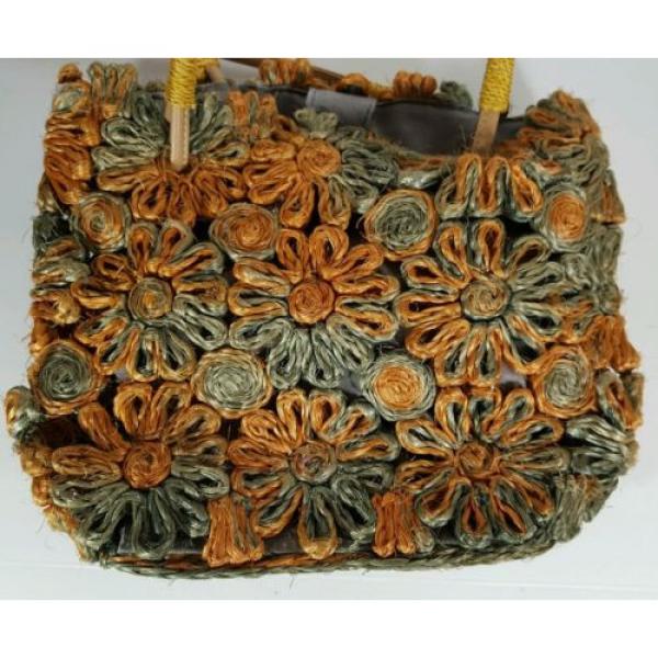 Woven Straw Floral Bag Purse Satchel Handbag Weave Straw #1 image