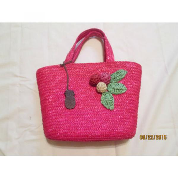 Liz Claiborne Hot Pink 100% Wheat Straw Ladies Hand Bag, Summer Purse #1 image