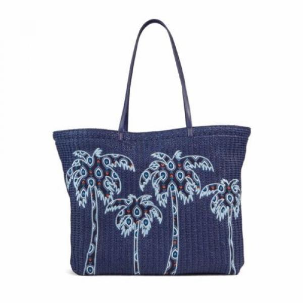 Vera Bradley Large Straw Tote Bag in Marrakesh Motifs NWT #1 image