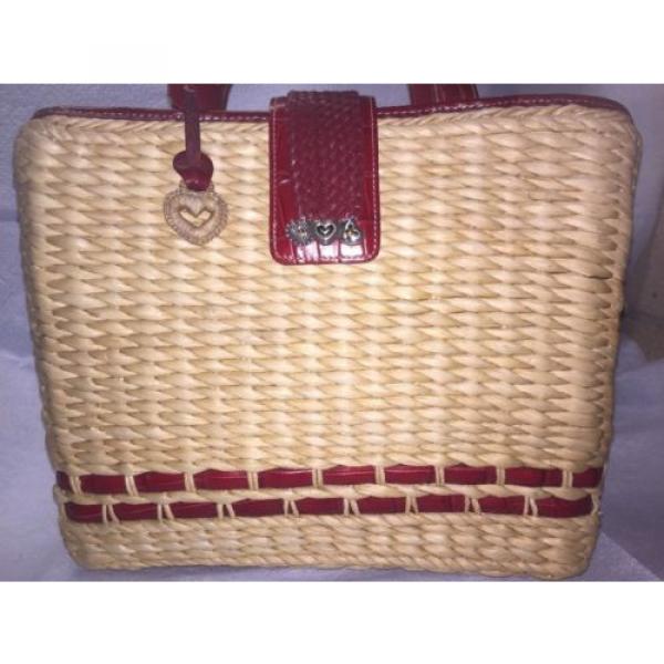 LN Brighton Straw &amp; Red Leather Shoulder Bag / Tote #2 image