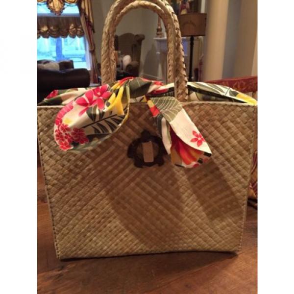 NWOT Woven Straw Beach Tote Bag Carryall Natural Handmade in MAUI Gorgeous #1 image