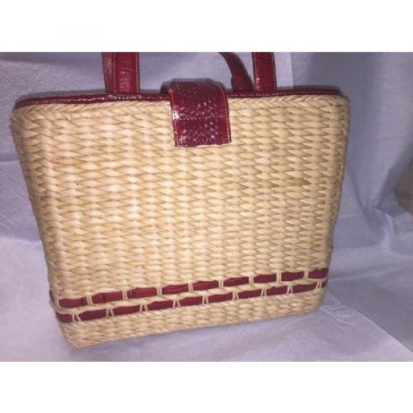 LN Brighton Straw &amp; Red Leather Shoulder Bag / Tote #5 image