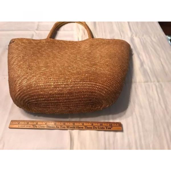 GREAT VINTAGE STRAW WEAVED SUMMER PURSE BAG CUTE FLORAL DESIGN #4 image