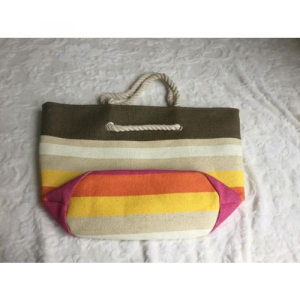 Straw Shopper Beach Gym Tote Bag Handbag Purse Big Large Pink Brown Yellow EUC #2 image