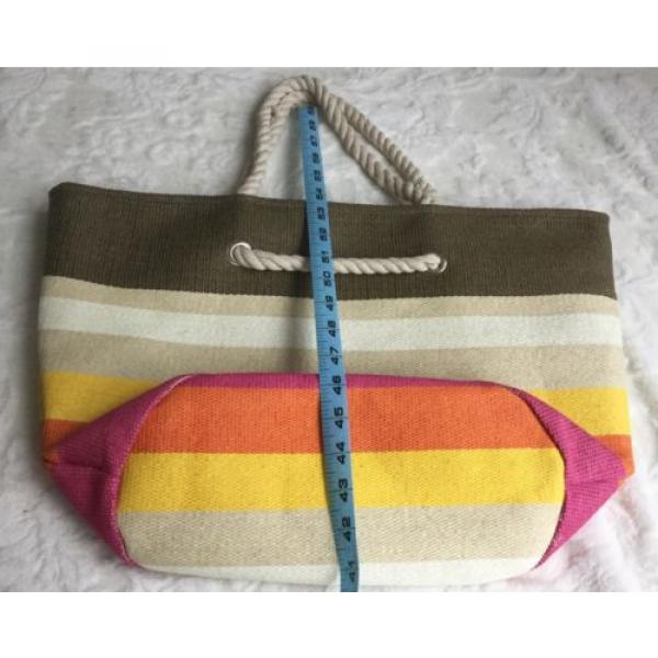 Straw Shopper Beach Gym Tote Bag Handbag Purse Big Large Pink Brown Yellow EUC #4 image