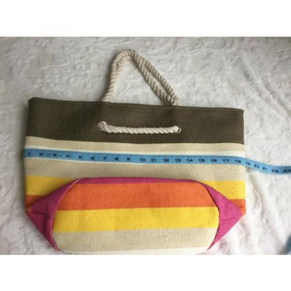 Straw Shopper Beach Gym Tote Bag Handbag Purse Big Large Pink Brown Yellow EUC #5 image