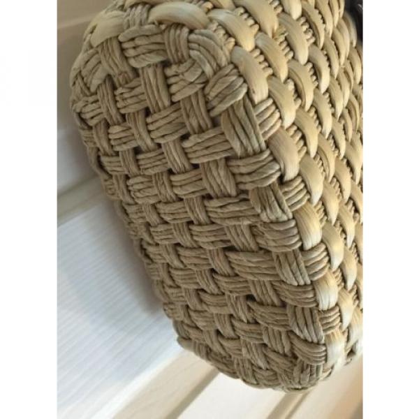 BRIGHTON  Straw  Brown Croc Trim Braid Straps Heart Basket Shoulder Bag Purse #3 image