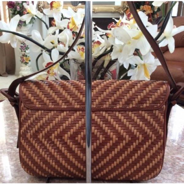 NEW FOSSIL #75082 WOVEN STRAW BROWN LEATHER FLAP MESSENGER SHOULDER BAG #2 image