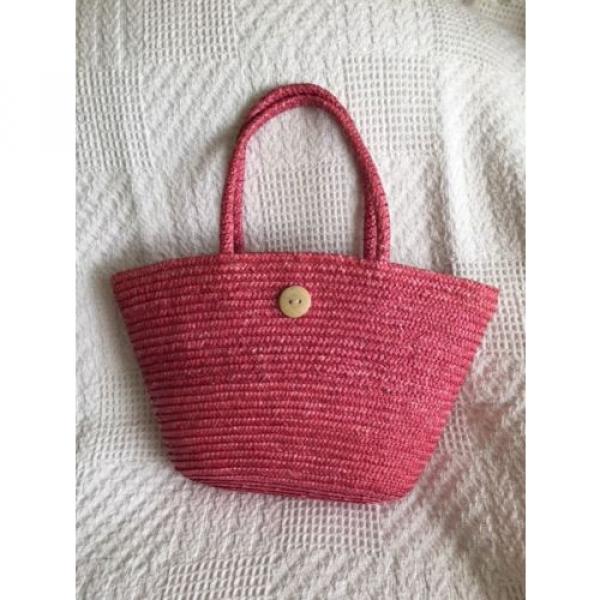 NEW Pink Straw Woven Basket / Bag Tote #1 image