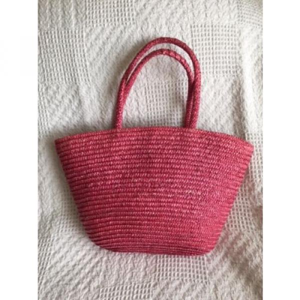 NEW Pink Straw Woven Basket / Bag Tote #2 image