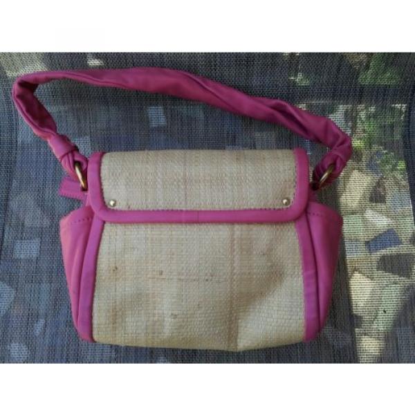 COACH  Parker Pink Leather Natural Straw small Purse Handbag shoulder bag #4 image