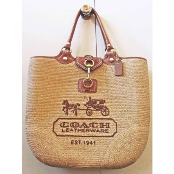 COACH 11799 BLEECKER STRAW &amp; BRITISH TAN LEATHER BEACH BAG TOTE CARRYALL SO FAB! #1 image