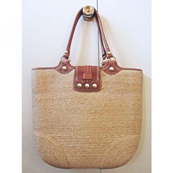 COACH 11799 BLEECKER STRAW &amp; BRITISH TAN LEATHER BEACH BAG TOTE CARRYALL SO FAB! #2 image