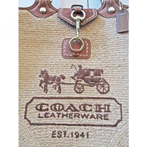 COACH 11799 BLEECKER STRAW &amp; BRITISH TAN LEATHER BEACH BAG TOTE CARRYALL SO FAB! #3 image