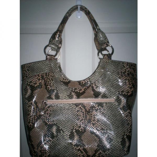 Ladies Style &amp; Co. Large Faux Snakeskin /Natural Woven Straw Hobo Style Bag--New #2 image