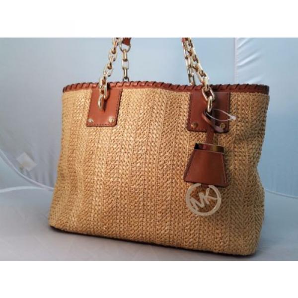 Michael Kors Straw Rosalie Medium East West Tote handbag purse bag #4 image