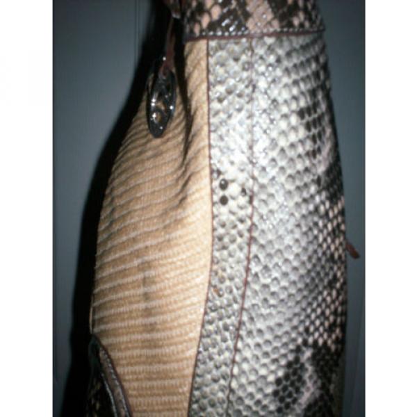 Ladies Style &amp; Co. Large Faux Snakeskin /Natural Woven Straw Hobo Style Bag--New #5 image