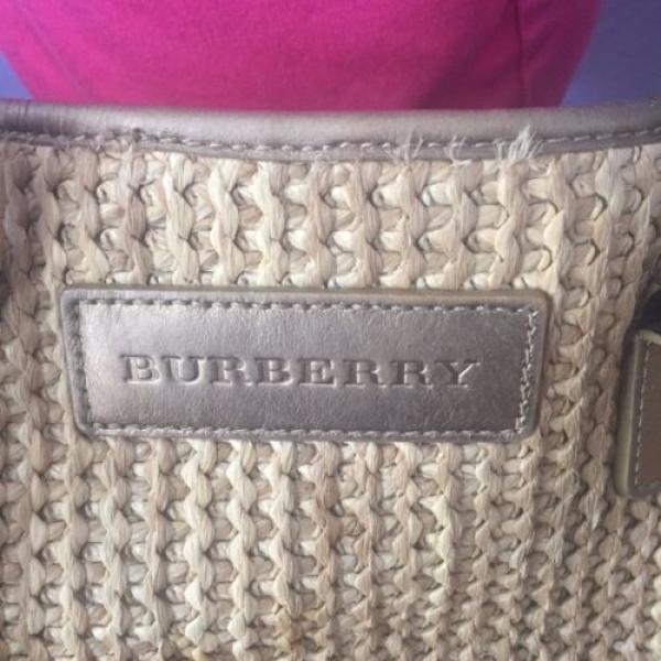 Authentic BURBERRY London Straw Leather Large Tote Bag Purse Convertible Strap #5 image