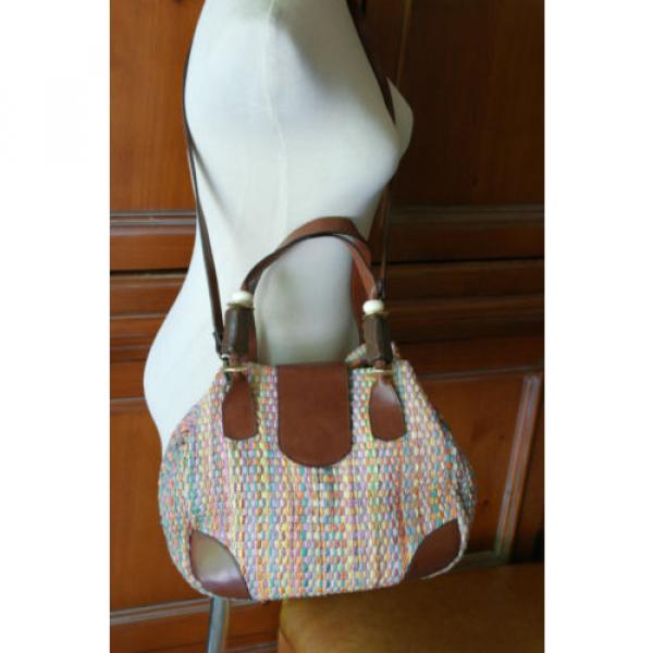 DILLARDS Muticolor Straw Leather Cross Body Bag  Shoulder Bag Hanbag Made Italy #2 image