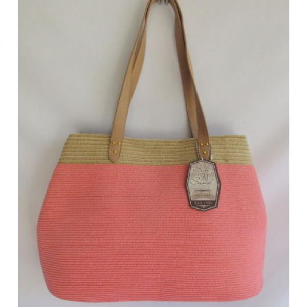 Sun n Sand Straw Tote Large Size Coral Gold Shoulder Bag New #1 image