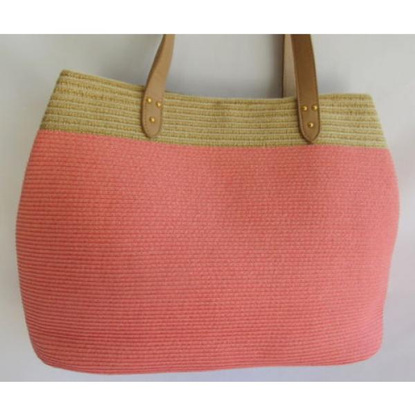 Sun n Sand Straw Tote Large Size Coral Gold Shoulder Bag New #4 image