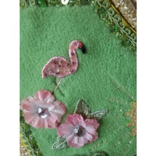 Pink Flamingos Gator Beach Tote Bag Cappelli Straworld Sequins Beads Glittery #3 image