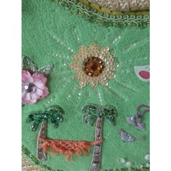 Pink Flamingos Gator Beach Tote Bag Cappelli Straworld Sequins Beads Glittery #4 image