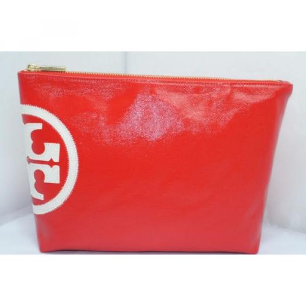 Tory Burch Cosmetic Red Bag Beach Dipped Large Slouchy Make Up Case Pouch NEW #2 image