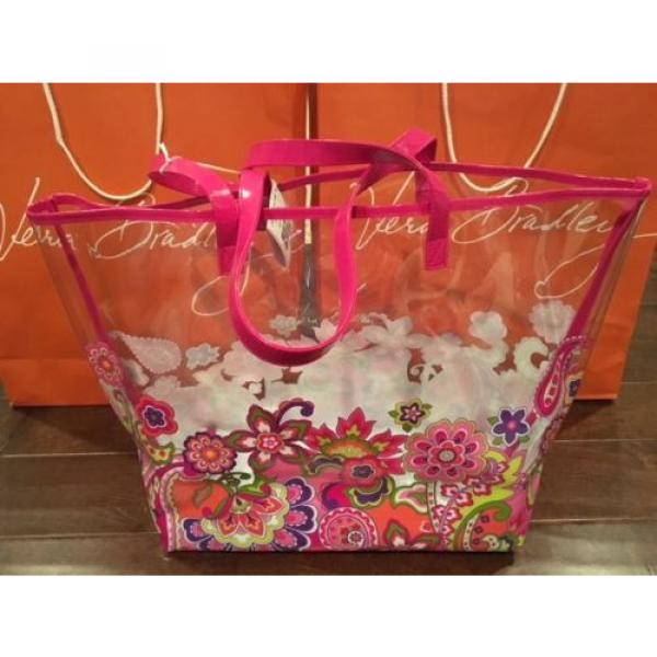 Brand New Vera Bradley Pink Swirls Clearly Colorful Tote / Beach Bag  NWT #2 image