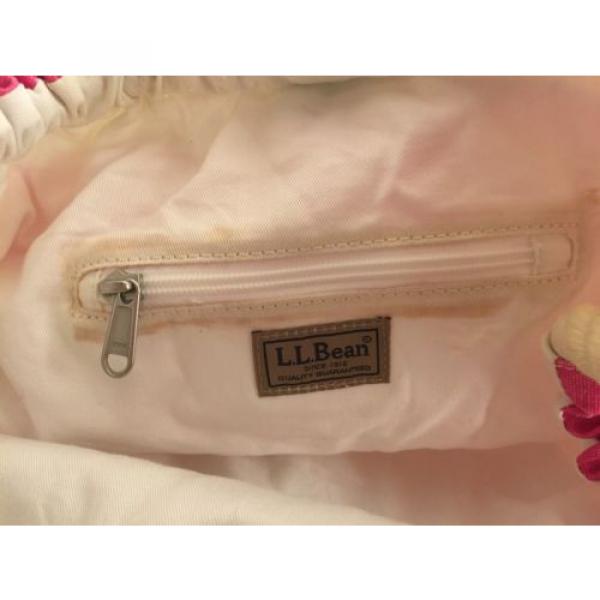 L.L. BEAN ~ Pink &amp; White Cotton Rope Handle Fun Summer Tote / Beach Bag #2 image