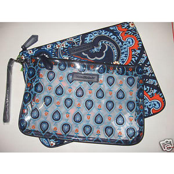 Vera Bradley MARRAKESH Beach Pouch Set Cosmetic Case Bag Travel Clear NWT $40 #1 image