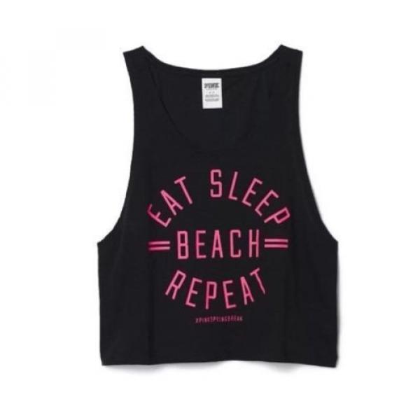 NWT Sz M 3Pz Victoria&#039;s Secret Tote Bag ,Bra,Tank Top Pink Black Eat Sleep Beach #5 image