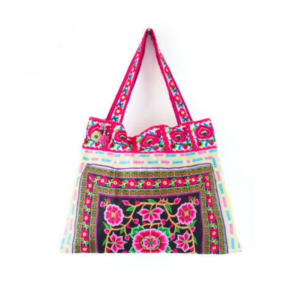 Handmade Beach Tote Bag with Hmong Embroidered Fabric Silk Worm Pattern Thailand #1 image