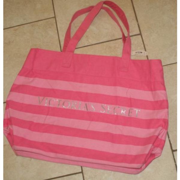 VICTORIA&#039;S SECRET Pink Striped Canvas BEACH GYM Bag - NEW #2 image