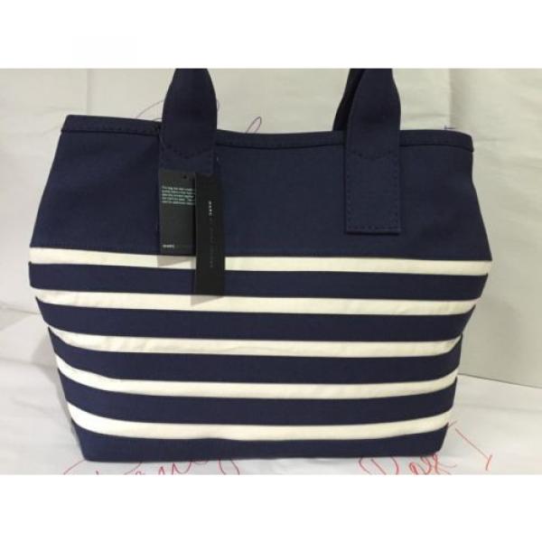 Marc Jacobs St.Tropez Sequin Striped Beach Tote Bag New Prussian Blue W/Ecru NWT #5 image